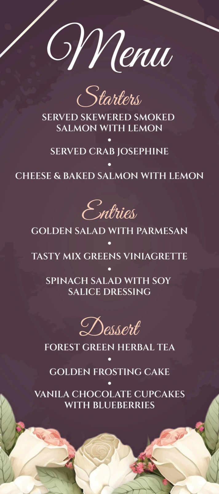 Elegant Wedding Menu Free Google Docs Template
