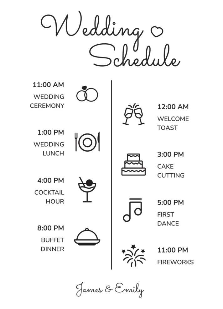 Wedding Schedule Free Google Docs Template