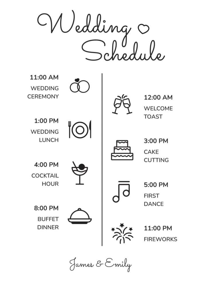 Wedding Schedule Free Google Docs Template