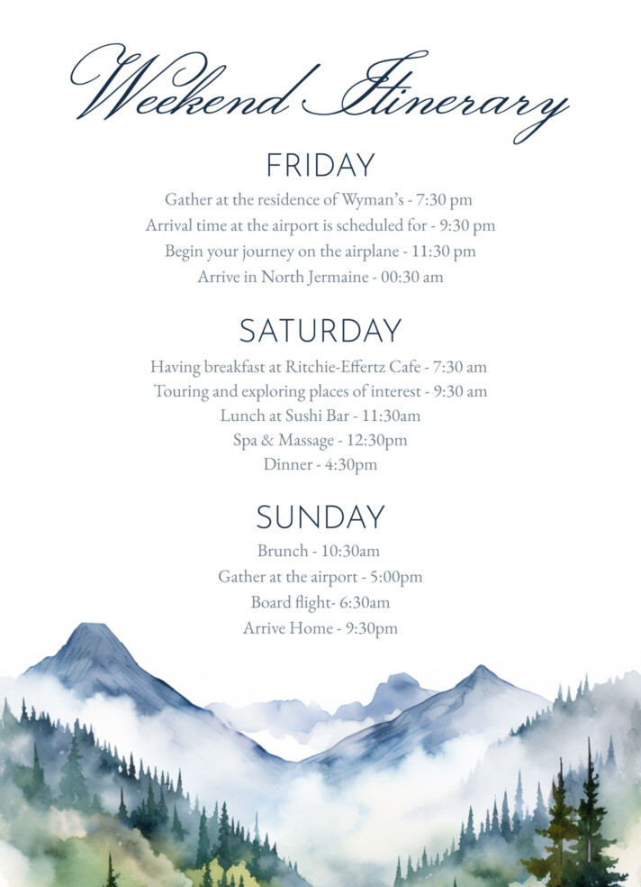Weekend Itinerary Free Google Docs Template