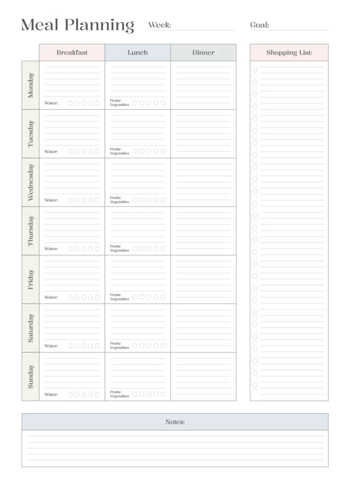 Weekly Meal Planning Free Google Docs Template