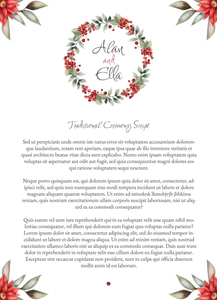 Winter Wedding Ceremony Script Free Google Docs Template